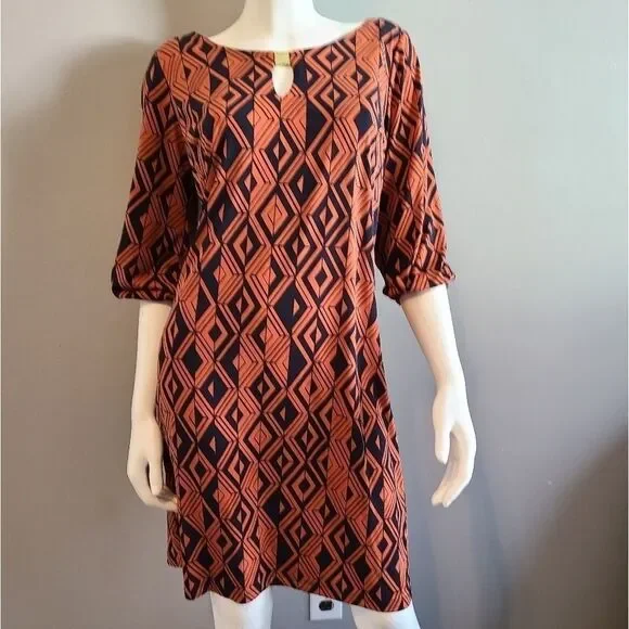 Fen Wright Manson Midi Shift Geometric Dress - Picture 3 of 10